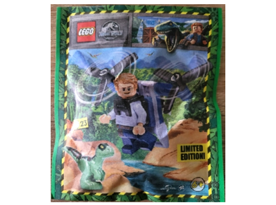 lego 2023 set 122328 Owen with Jet Pack and Raptor paper bag Owen avec Jet Pack et Raptor