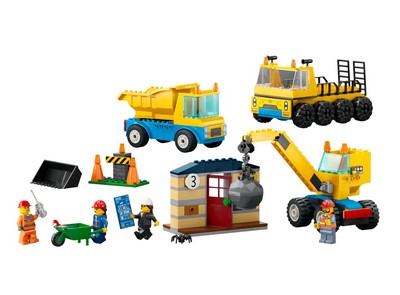 lego 2023 set 60391 Construction Trucks and Wrecking Ball Crane Les camions de chantier et la grue à boule de démolition