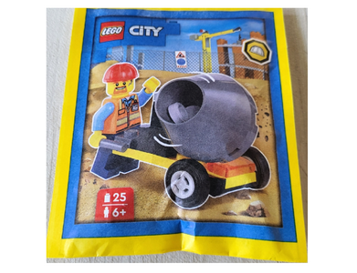 lego 2024 set 952403 Builder with Cement Mixer paper bag Constructeur avec bétonnière